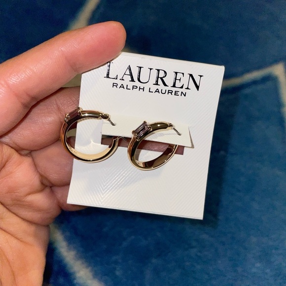 Ralph Lauren Gold and Silver Hoop Earrings - Picture 5 of 7